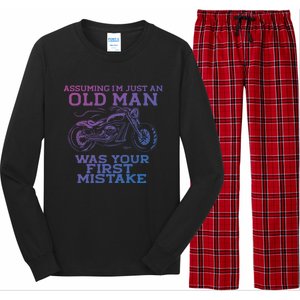 Assuming Im Just An Old Was A Mistake Motorcycle Meme Meaningful Gift Long Sleeve Pajama Set