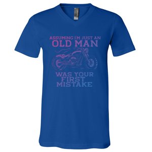 Assuming Im Just An Old Was A Mistake Motorcycle Meme Meaningful Gift V-Neck T-Shirt