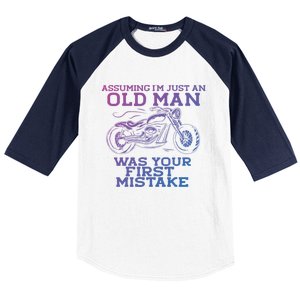 Assuming Im Just An Old Was A Mistake Motorcycle Meme Meaningful Gift Baseball Sleeve Shirt