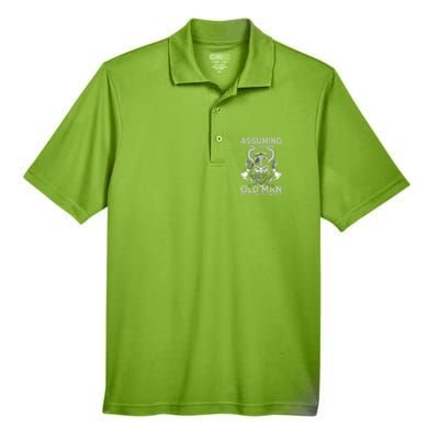 Assuming Im Just An Old Was Your First Mistake Viking Gift Men's Origin Performance Piqué Polo