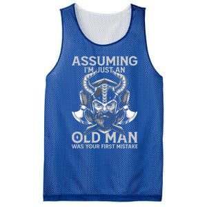 Assuming Im Just An Old Was Your First Mistake Viking Gift Mesh Reversible Basketball Jersey Tank