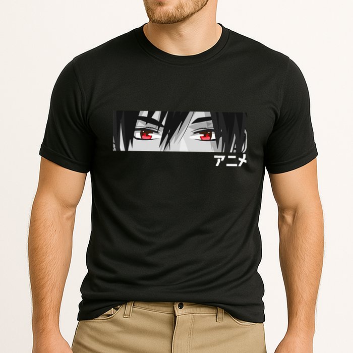 Anime In Japanese Characters Kawaii Eyes Face Cooling Performance Crew T-Shirt