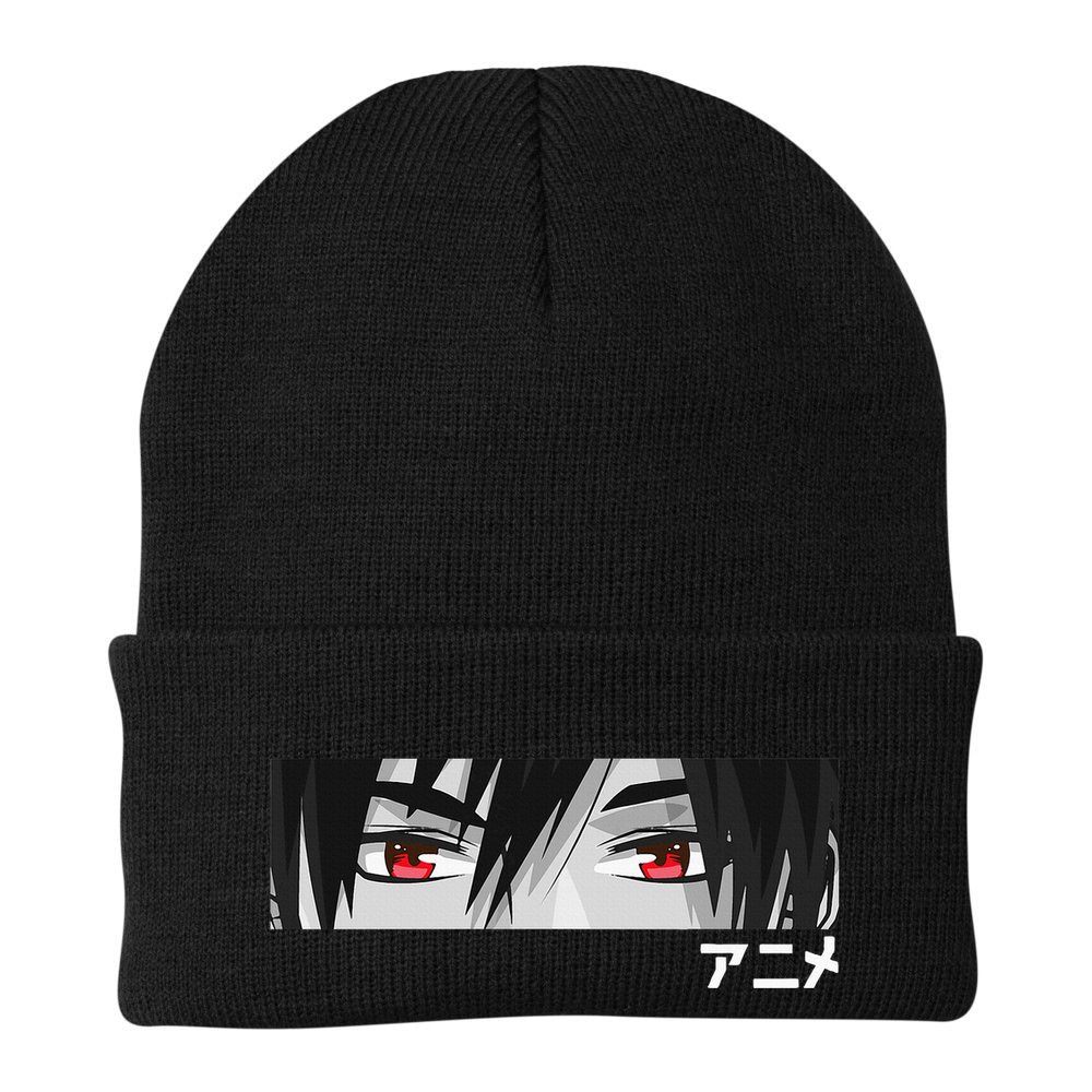 Anime In Japanese Characters Kawaii Eyes Face Beanie