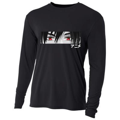 Anime In Japanese Characters Kawaii Eyes Face Cooling Performance Long Sleeve Crew