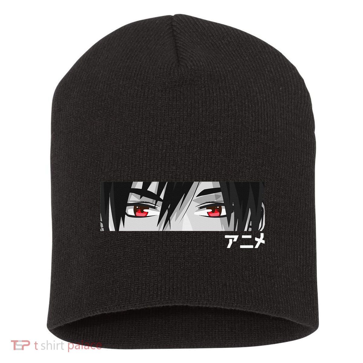 Anime In Japanese Characters Kawaii Eyes Face Short Acrylic Beanie