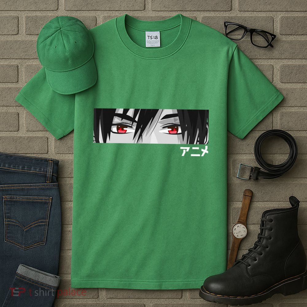 Anime In Japanese Characters Kawaii Eyes Face Tall T-Shirt