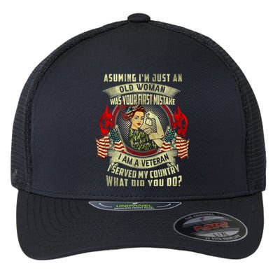 Assuming I'm just an old man was your first mistake veteran Flexfit Unipanel Trucker Cap