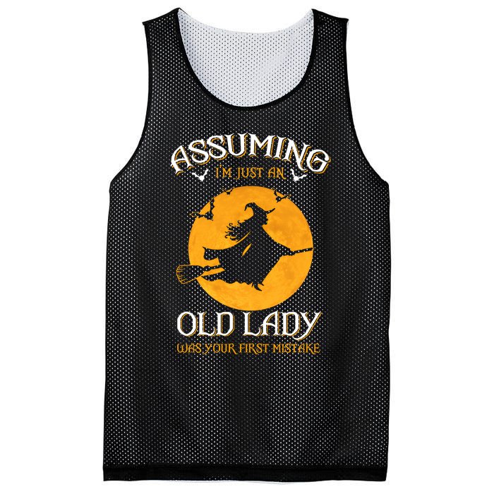 Assuming IM Just An Old Lady Was Your First Mistake Halloween Mesh Reversible Basketball Jersey Tank