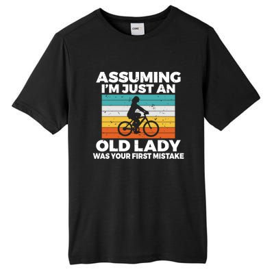 Assuming Im Just An Old Lady Was Your First Mistake Biking Funny Gift Tall Fusion ChromaSoft Performance T-Shirt