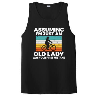 Assuming Im Just An Old Lady Was Your First Mistake Biking Funny Gift PosiCharge Competitor Tank