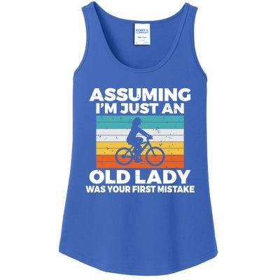 Assuming Im Just An Old Lady Was Your First Mistake Biking Funny Gift Ladies Essential Tank