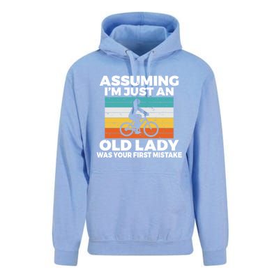 Assuming Im Just An Old Lady Was Your First Mistake Biking Funny Gift Unisex Surf Hoodie