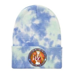 Assuming Im Just An Old Lady Cooking Was Your First Mistak Cute Gift Tie Dye 12in Knit Beanie