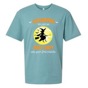 Assuming Im Just An Old Lady Funny Halloween Witch Cute Meaningful Gift Sueded Cloud Jersey T-Shirt