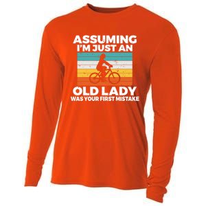 Assuming Im Just An Old Lady Was Your First Mistake Biking Gift Cooling Performance Long Sleeve Crew