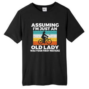 Assuming Im Just An Old Lady Was Your First Mistake Biking Gift Tall Fusion ChromaSoft Performance T-Shirt