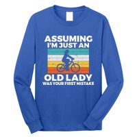 Assuming Im Just An Old Lady Was Your First Mistake Biking Gift Long Sleeve Shirt