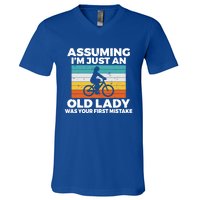 Assuming Im Just An Old Lady Was Your First Mistake Biking Gift V-Neck T-Shirt