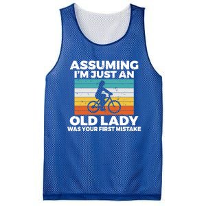 Assuming Im Just An Old Lady Was Your First Mistake Biking Gift Mesh Reversible Basketball Jersey Tank