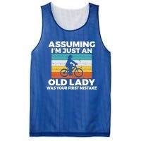 Assuming Im Just An Old Lady Was Your First Mistake Biking Gift Mesh Reversible Basketball Jersey Tank