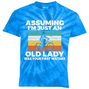 Assuming Im Just An Old Lady Was Your First Mistake Biking Gift Kids Tie-Dye T-Shirt