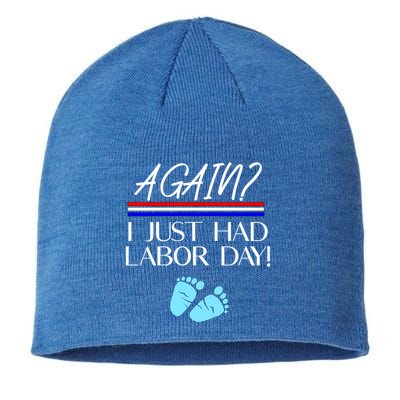 Again I Just Had Labor Day Funny Holiday New Mom Cool Gift Sustainable Beanie