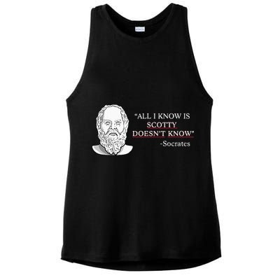 All I Know Is Scotty Doesn’T Know Socrates Ladies PosiCharge Tri-Blend Wicking Tank