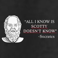 All I Know Is Scotty Doesn’T Know Socrates 7 Panel Mesh Trucker Snapback Hat