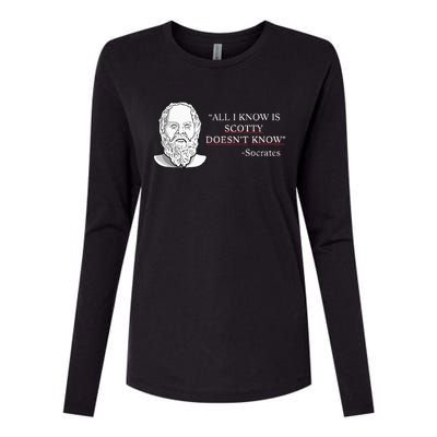 All I Know Is Scotty Doesn’T Know Socrates Womens Cotton Relaxed Long Sleeve T-Shirt