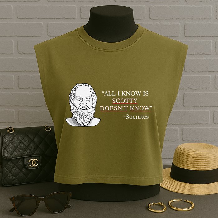 All I Know Is Scotty Doesn’T Know Socrates Garment-Dyed Women's Muscle Tee