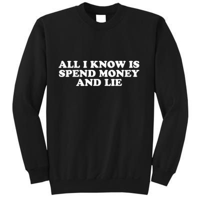 All I Know Is Spend Money And Lie Funny Humor Sweatshirt