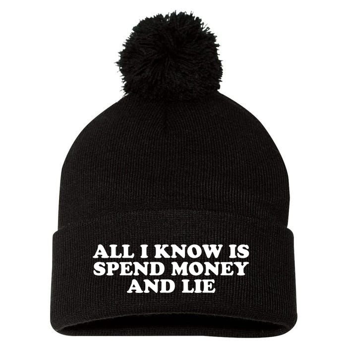 All I Know Is Spend Money And Lie Funny Humor Pom Pom 12in Knit Beanie