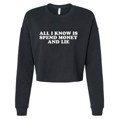 All I Know Is Spend Money And Lie Funny Humor Cropped Pullover Crew