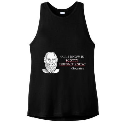 All I Know Is Scotty Doesn’T Know Socrates Ladies PosiCharge Tri-Blend Wicking Tank