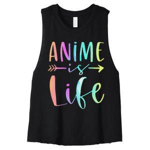 Anime is Life   Manga Anime Lover Gifts Anime Merch  Women's Racerback Cropped Tank