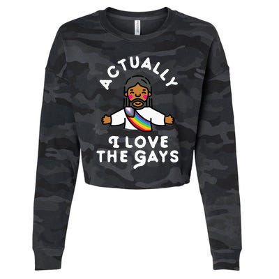 Actually I Love The Gays Jesus Cropped Pullover Crew