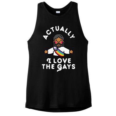 Actually I Love The Gays Jesus Ladies PosiCharge Tri-Blend Wicking Tank