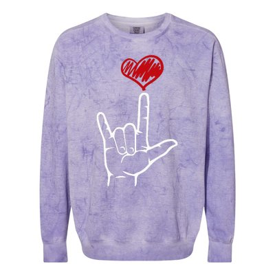 ASL I Love You Hand Heart American Sign Language Colorblast Crewneck Sweatshirt