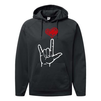 ASL I Love You Hand Heart American Sign Language Performance Fleece Hoodie