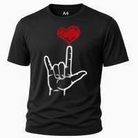 ASL I Love You Hand Heart American Sign Language Cooling Performance Crew T-Shirt