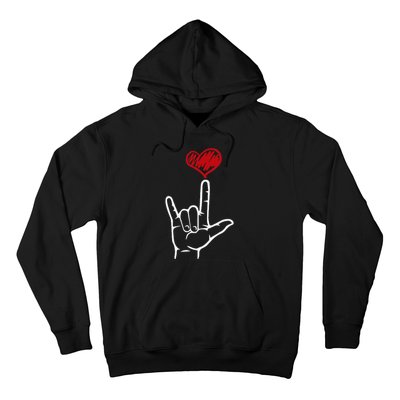 ASL I Love You Hand Heart American Sign Language Hoodie