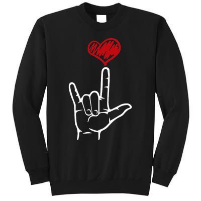 ASL I Love You Hand Heart American Sign Language Sweatshirt