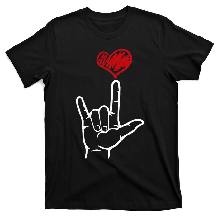 ASL I Love You Hand Heart American Sign Language T-Shirt