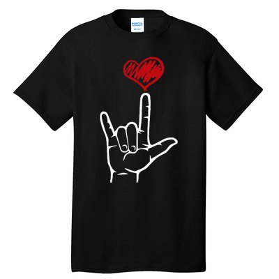 ASL I Love You Hand Heart American Sign Language Tall T-Shirt