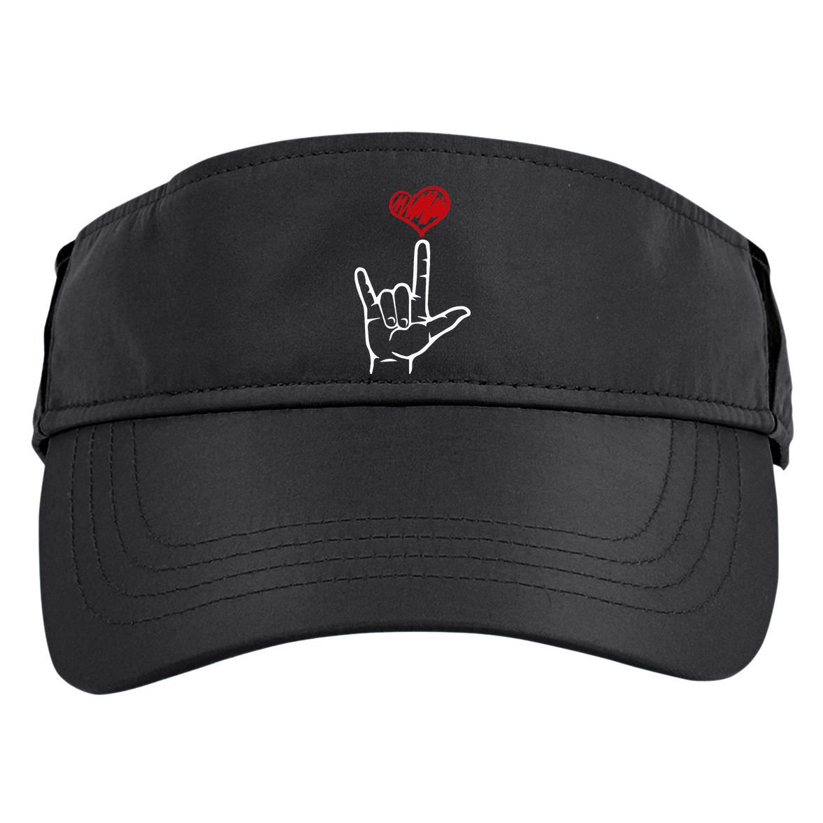 ASL I Love You Hand Heart American Sign Language Adult Drive Performance Visor
