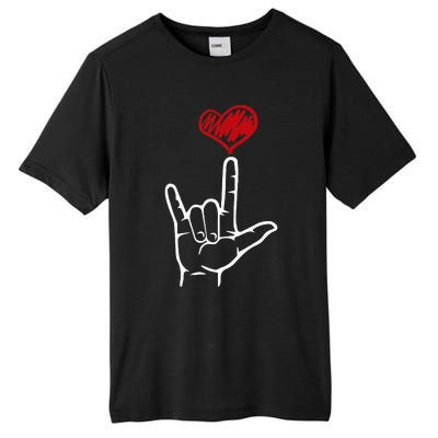 ASL I Love You Hand Heart American Sign Language Tall Fusion ChromaSoft Performance T-Shirt