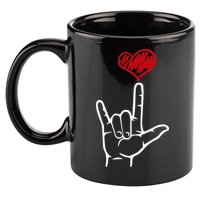 ASL I Love You Hand Heart American Sign Language 11oz C Handle Ceramic Mug