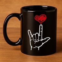 ASL I Love You Hand Heart American Sign Language 11oz C Handle Ceramic Mug