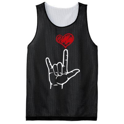 ASL I Love You Hand Heart American Sign Language Mesh Reversible Basketball Jersey Tank