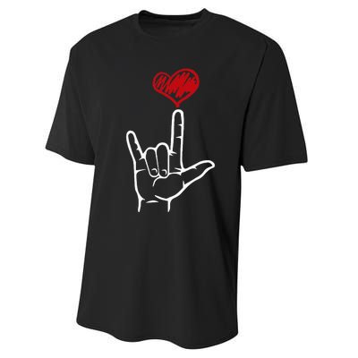 ASL I Love You Hand Heart American Sign Language Performance Sprint T-Shirt